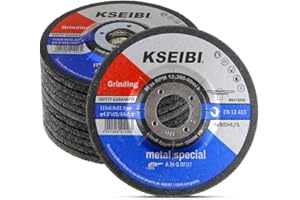 KSEIBI 651006 Grinding Wheels 10-Pack, Aluminum Oxide Discs for Metal & Stainless Steel, 4-1/2" x 1/4" x 7/8", Aggressive Grinding for Angle Grinders, Depressed Center Design