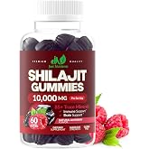 Shilajit 10,000mg Gummies for Men &amp; Women - Maximum Strength Pure Himalayan Shilajit, Gluten-Free, Non-GMO, 100% Vegetarian - Natural Raspberry Flavor - 60 Count