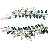 BETITETO Wedding Hair Clip Combs, 2Pcs Red White Green Rhinestone Bridal Hair Vine Piece Accessories for Women Girls Party Birthday (Green)