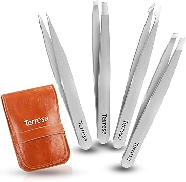 Precision Tweezers For Eyebrows Terresa 4 Pack Tweezer Set For