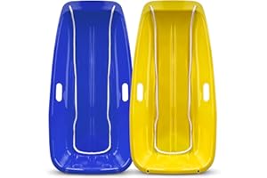 BACK BAY PLAY Winter Snow Sleds Plastic Snow Sled for Kids and Adults - 35" Single Rider Kids Sled Made Durable, Snow Sleds for Kids and Adult Heavy Duty Fast Sliding - Kids Snow Sled with Rope
