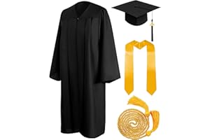 Mukum Matte Graduation Cap and Gown 2024 Set with Tassel Honor Cord Graduation Stoles for High School College Bachelor