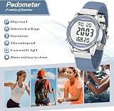 Hearkent Pedometer Watch for Women Non Bluetooth 30M Waterproof Blue view 3