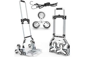 DIAMONDFORGE Stair Climbing Cart, 220 LBS Aluminum Stair Climber Dolly, Heavy Duty Folding Hand Truck Dolly with 6 Wheels, Telescoping Handle and Elastic Rope for Home, Moving, Groceries, Warehouse