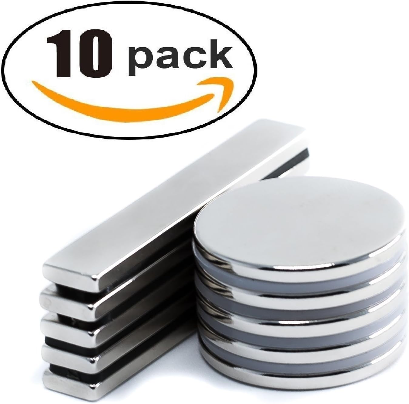 MEKBOK Neodymium Disc/Bar Magnets 10 Pack-Industrial Strength Powerful N52-Super Strong Magnets, Rare Earth Metals for DIY Projects, Science, Garage Tool Storage, Refrigerator, Office, Crafts