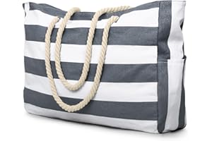 Becokan Beach Bag Large Beach Tote Bag for Women Waterproof Sandproof Swim Pool Bag With Zipper