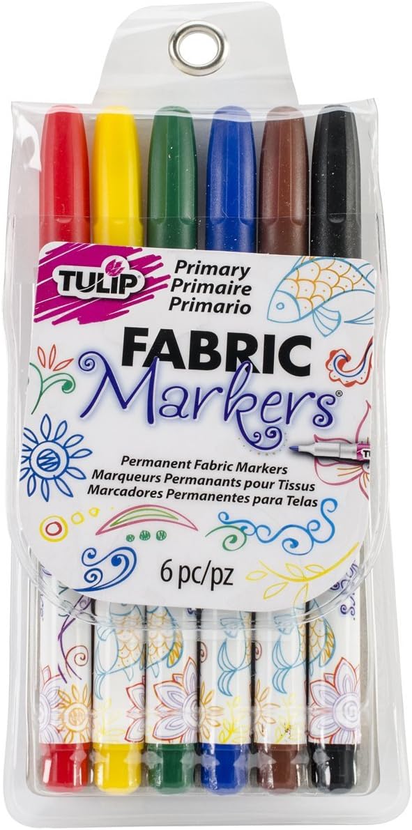 Tulip Fabric Markers fine Primary 6pcs, One Size