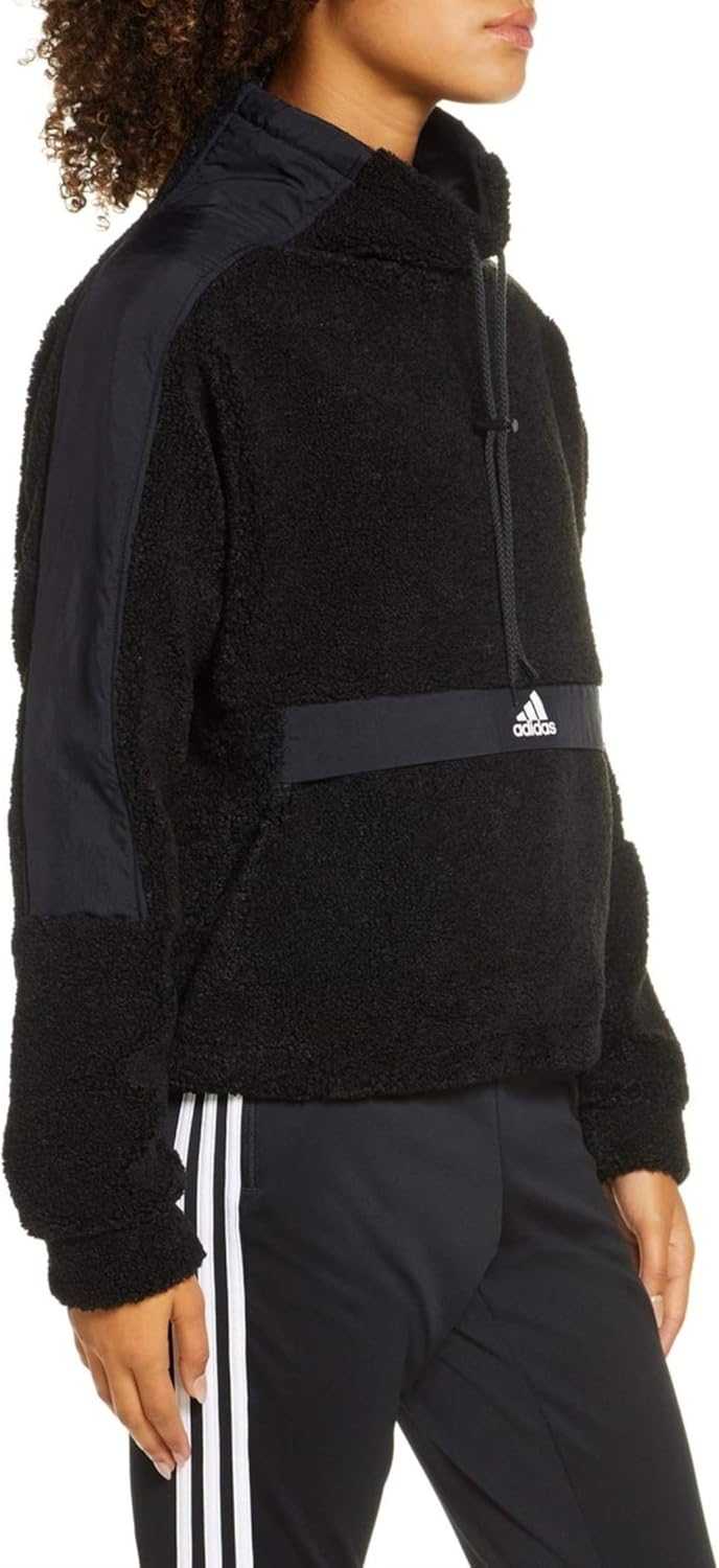 adidas Women's High-Neck Pullover Polar Fleece Sweater, Black XL: Clothing