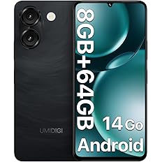 UMIDIGI G9A Unlocked Phone, Android 14 Go Cell Phone, 4G Dual SIM Card, 8GB+64GB/1TB Expand Octa-Core, 3.5mm Headphone Jack P