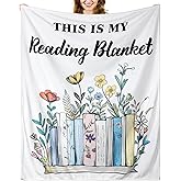 Buryeah Book Lover Gift Blanket for Reading Lovers 50'' x 60'' Book Flower Blanket Reading Gifts for Reader Teacher Friends Back to School Home Decor for Sofa Couch Bed