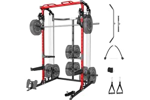 GYHPD Power Cage, Power Rack with Cable Crossover System, 2000 LBS Squat Rack, Squat Rack for Home Gym, Power Rack with LAT Pulldown, Folding Squat Rack, Multifunctional Home Gym Power Cage