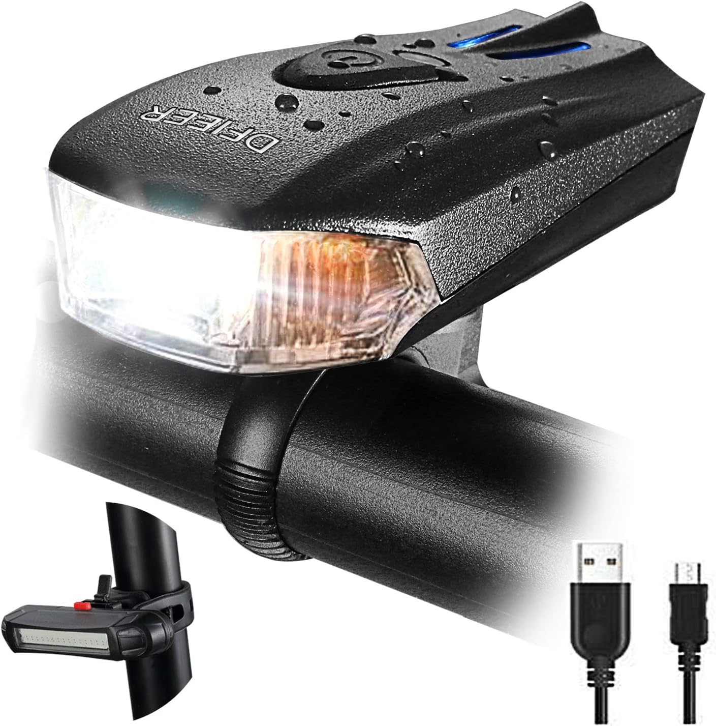 Automatic induction USB Rechargeable Bike Light Set Powerful Lumens Bicycle