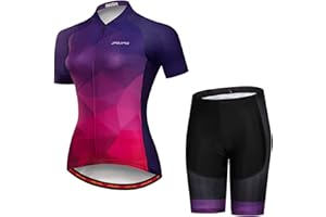 JPOJPO Women's Cycling Jersey, Short Sleeve and Summer Bib Padded Cycling Shorts