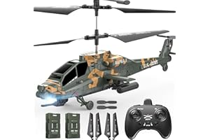 DEERC Apache RC Helicopter for Kids 8-12, Remote Control Helicopter for Adults, Helicopters Toy with 26 Mins Flight Time (2 Batteries), LED Lights, Altitude Hold, Chrismas GIF for Boys