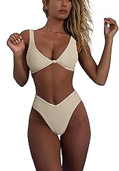 geluboao Apricot Bikini Sets for Women Sexy V Neck