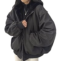 Sumleno Sherpa Jacket for Women Teen Girls Reversible Y2k Zip Up