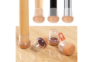 GAGUIUP Extra Small Chair Leg Floor Protectors, 16PCS Silicone Chair Leg Caps, Felt Chair Leg Pads for Hardwood Floors, Round Metal Barstool Leg Floor Protectors, Anti-Scratches & Noice(Clear, Fit:0.5"-0.75")