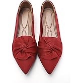 HIULYCENCE Flats for Womens Pointed Toe Ballet Flats with Bow Comfortable Knit Dressy Flats