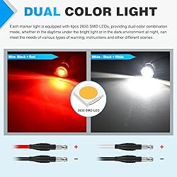 Nilight 3/4" Dual Color Marker Light 10PCS Red to