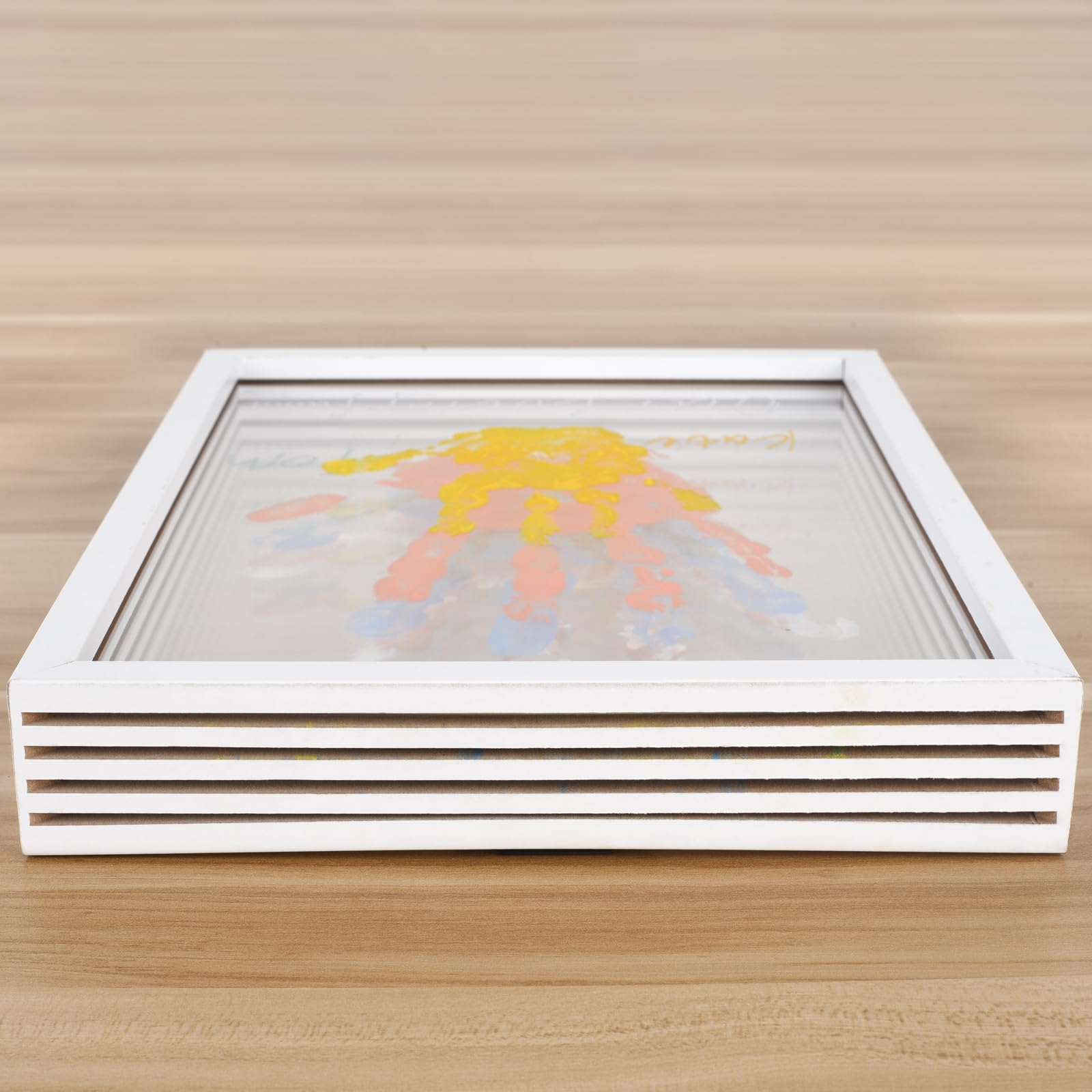 Family Handprint Frame Kit for 4 with 12 Paints&9 Pens,New Parents Gifts for Couples After Birth,Baby Shower Gifts for Mom and Dad,Mothers Fathers Day Craft Wood,Christmas Birthday Gift(White)