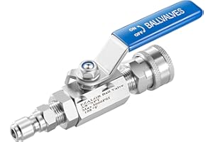 EZALOR Pressure Washer Ball Valve, 3/8" Quick Connect Shut Off Ball Valve for Power Washer Hose, Stainless Steel, 5000PSI