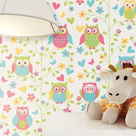 NEWROOM Kindertapete Beige Vliestapete Bunt Kinder schöne moderne und edle Optik für Babys, Jungs oder Mädchen, inklusive Tap