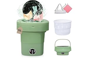 ANBANGLIN Mini Washing Machine,11L Portable Washing Machine,Foldable Washing Machine with Spin,Washer and Dryer Combo,Small Washer With 3 Modes Deep Cleaning for Apartments, Camping, Travel,RV,Green