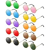 BOUBONI 4/8/10/12/20/28 Pairs Hippie Sunglasses Round Hippie Glasses 70s Party Decorations Multicolored Glasses for Women
