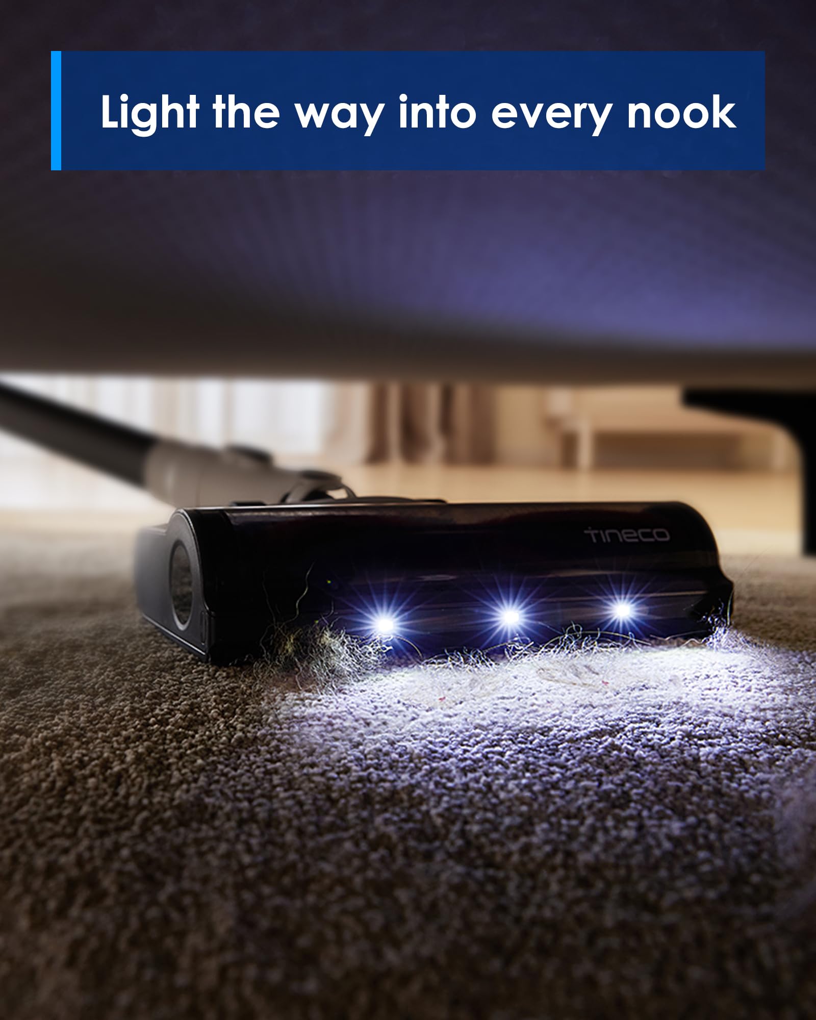 Tineco A20 Aspiradora escoba inalámbrica, potente succión, 3 modos para suciedad de varios niveles, cubo de basura más grande de 1 litro, diseño ergonómico de doble asa, base de montaje en pared, faro LED