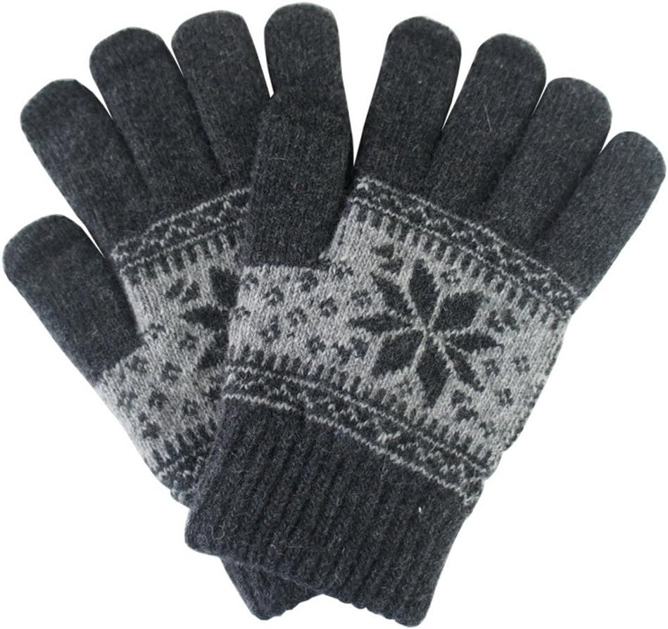 Zcargel Winter Warm Christmas Wool Snowflake Touch Screen Gloves Knitted Mittens for Women Men