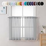 Chyhomenyc Sheer Light Grey Tier Curtains 24 Inch