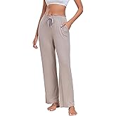 ANLIQI Women Pajama Pants Bamboo Rayon Comfy Lounge Pants Drawstring Pj Bottoms Loose Wide Leg Yoga Sweatpants with Pockets