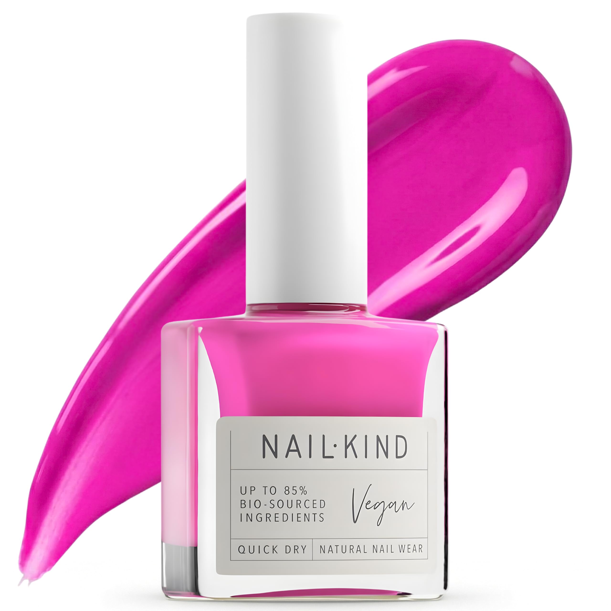 NAILKIND Hot Pink Nail Polish - Smokin' Hot - High-Gloss Neon Pink Nail Varnish - Vegan Nail Lacquer + Peta Certified + Cruelty Free - Quick Drying Long Lasting - Chip Resistant Manicure - 8ml
