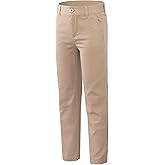 Bienzoe Girls School Uniform Pants: Adjustable Waist Cotton Stretch Regular Size Flat Front Kids Slacks