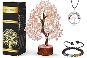 NARIBABU Rose Quartz Crystal Tree - Gemstone Bonsai Love Tree - Fengshui Crystal for Postive Energy - Crystal Gift For Women - Feng Shui Crystal Money Tree - Crystal Quartz Tree - Pink Decor - Zen Good Luck