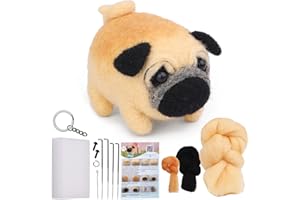 zaabaazina Needle Felting Kit Beginner, Pug Dog Needle Felting Set Wool Needle Felting Starter Kit DIY Kits for Adults, with Instruction and Needle Felting Tools, Home Decoration Birthday Gift