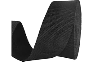 AEVORA 2 inch Cotton Webbing Braid Handles Bag Strap 15ft High Density Webbing Plain Weave Straps for Cloth Tote Bag, Pet Collars, DIY Projects, Crafts, Outdoor Accessories (Black 5103)