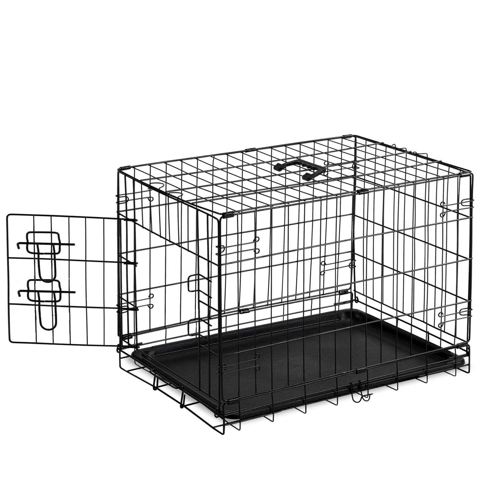 Sweetcrispy 30 Inch Single Door Dog Crate, Metal Pet Kennel with Secure Lock, Foldable Design, Removable Tray for Easy Cleaning, Portable Puppy Cage for Small Dogs, Ideal for Training & Travel Image