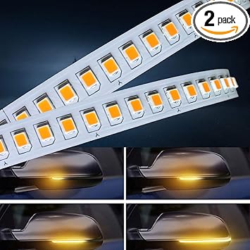 Amazon Com Autuneer 2pcs Sequential Led Side Mirror Turn Signal Lights Warning Strip Tape Signal Stickers Safety Pair Set Amper Automotive