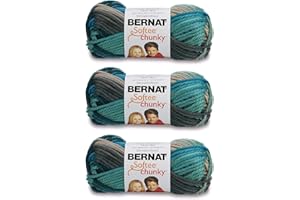 Bernat Softee Chunky Deep Waters Yarn - 3 Pack of 80g/2.8oz - Acrylic - 6 Super Bulky - 77 Yards - Knitting/Crochet