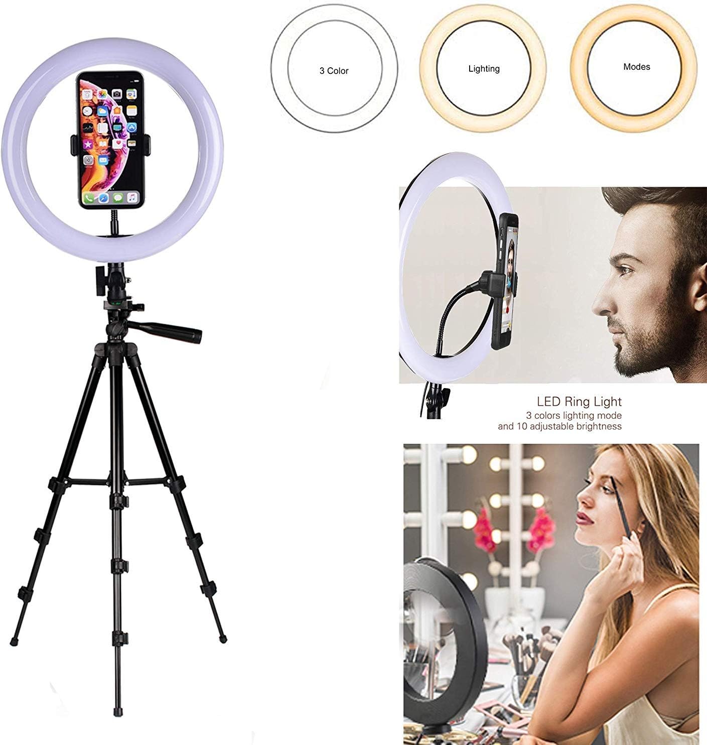 Pikyo FRF Professional LED Ring Light for TIKTOK User, VLOG with 3110 Portable Tripod Compatible with Android & iOS Devices