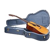 Crossrock Relief Series Dreadnought Guitar Case for Gibson J-45 / Martin D-Style | Carved Smoke Blue Finish, Monochrome Blue