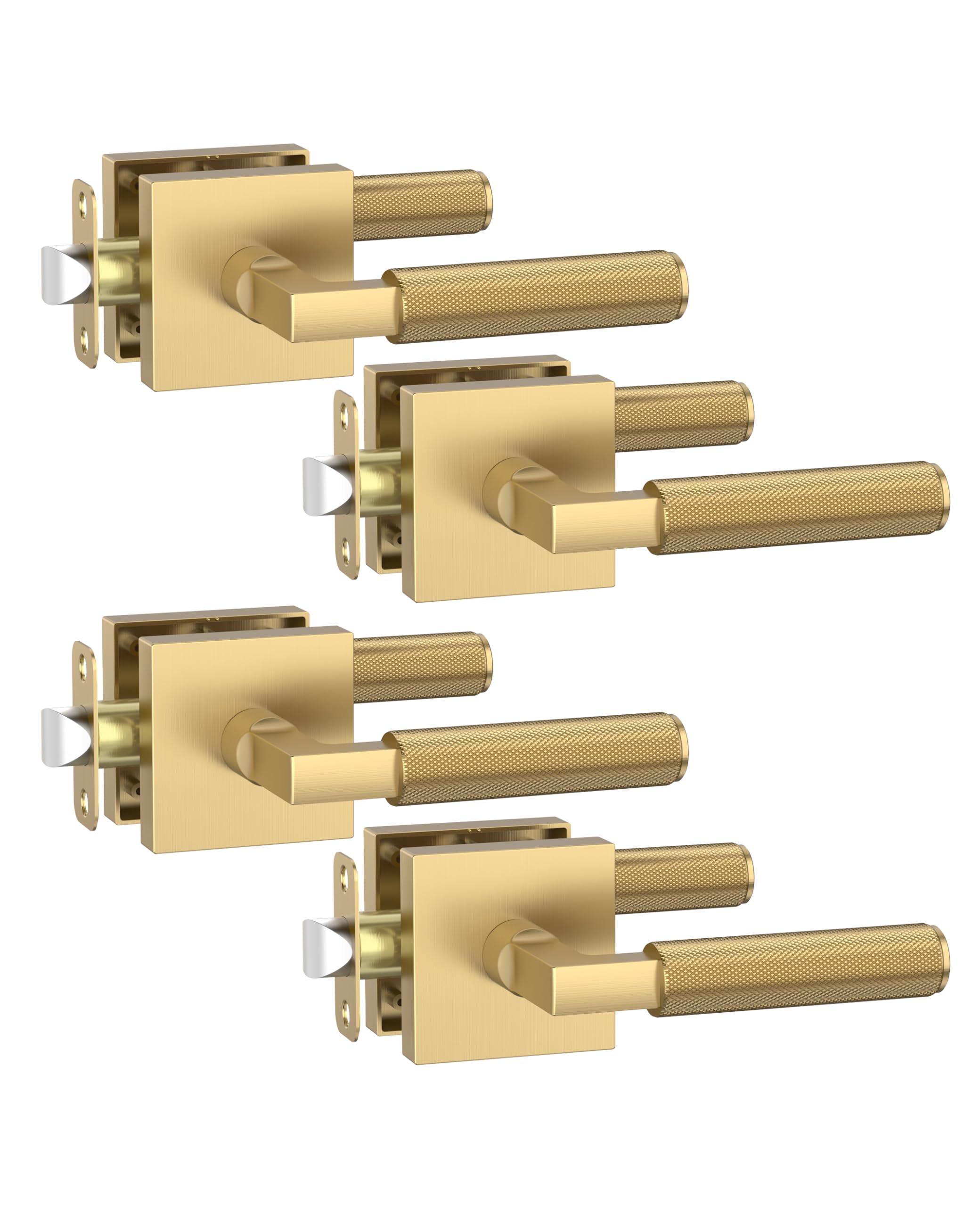 Photo 1 of Asidrama 4 Pack Champagne Bronze Passage Door Handles, Door Lever with Door Knobs Indoor for Bedroom or Bathroom, Heavy Duty Door Handles Interior with Locks for Left Right Sided Doors