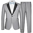 MAGE MALE Men's 2 Piece Suit One Button Slim Fit Formal Wedding Prom Tuxedo Suits Blazer Pants with Bow Tie Set