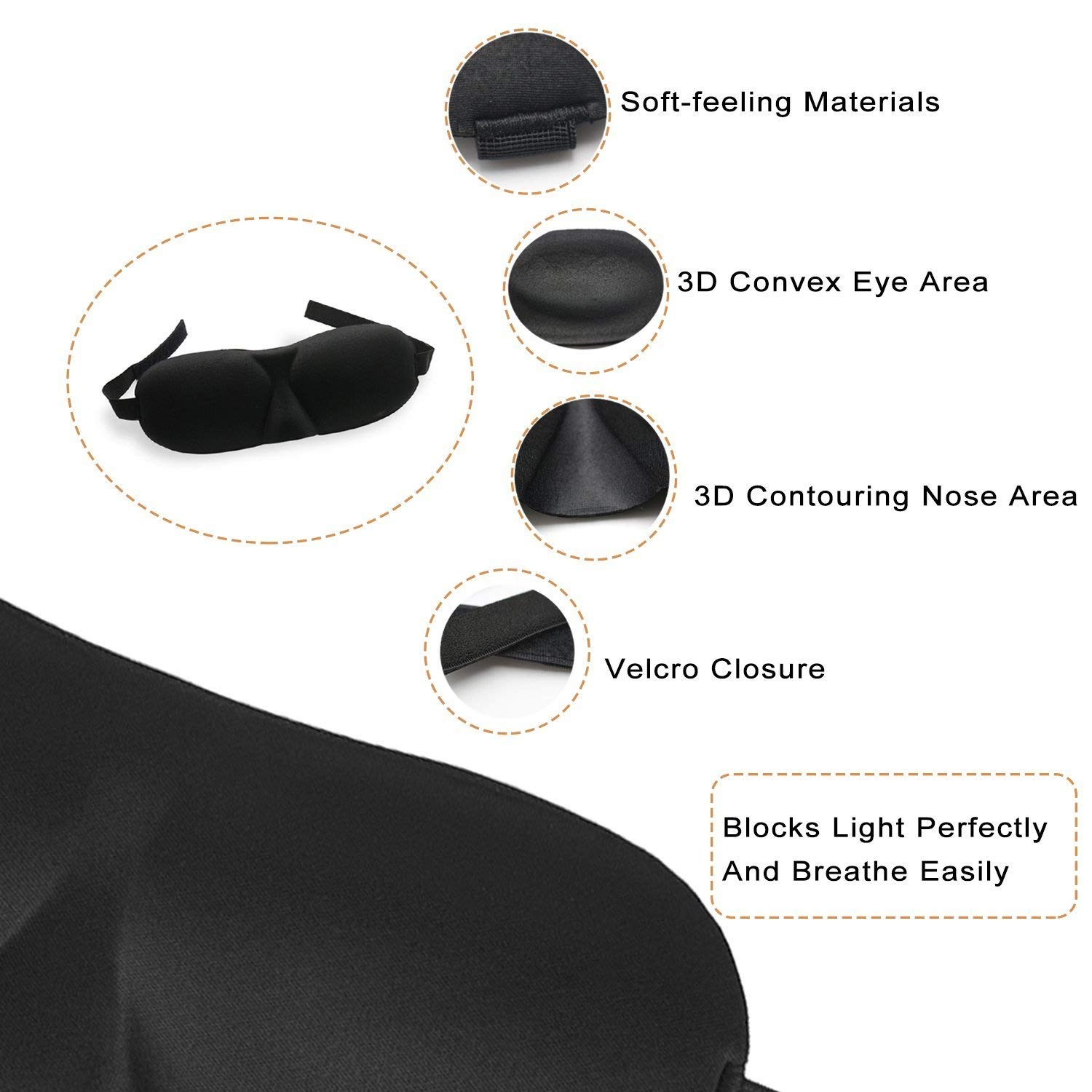 3D Eye Mask Sleeping Masks Eye Shades Eye Blinders for Soft Travel Sleep Rest, Nap, Shift Works 3 Pack (Black)