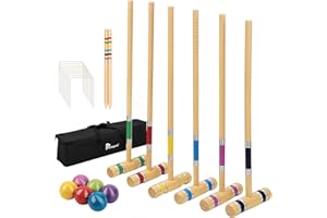 Pointyard Six Player Croquet Set, 28’’ Croquet Set with Wooden Mallets/Colored Ball/Wickets/Stakes for Adults/Teenager/Family-Perfect for Lawn/Beach/Yard Game/Park BBQ(Includes Carry Bag)
