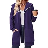 Zeagoo Women's Zip Up Hoodies Long Tunic Sweatshirts Oversized Fleece Casual Long Sleeve 2026 Fall Hoodie Jacket Coat
