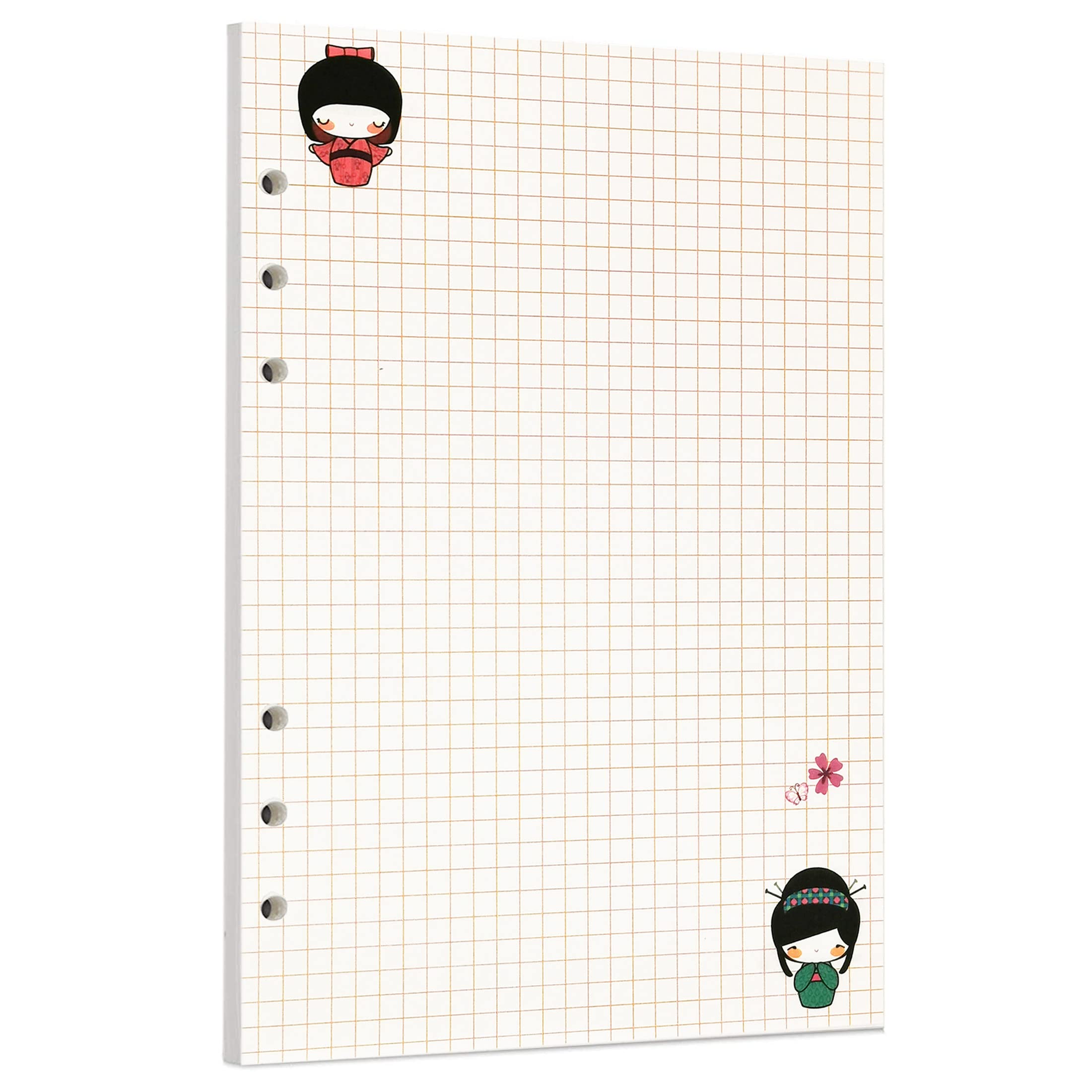 Zelten 45 Sheets 90 Pages Colorful Loose Leaf Punched Paper Refills Paper for 6 Hole Binder Personal Organizer Diary Notebook Refillable Planner (A5, Fairy Tale Squared)