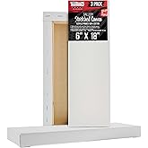 U.S. Art Supply Long Stretched Canvas for Painting 6x18 inch Gallery Depth 1-1/2" Thick, 3-Pack - 12oz Acrylic Gesso Triple Primed, Professional Artist Quality, 100% Cotton - Pouring, Oil Paint