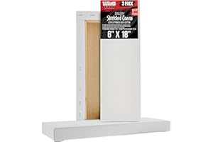 U.S. Art Supply Long Stretched Canvas for Painting 6x18 inch Gallery Depth 1-1/2" Thick, 3-Pack - 12oz Acrylic Gesso Triple Primed, Professional Artist Quality, 100% Cotton - Pouring, Oil Paint